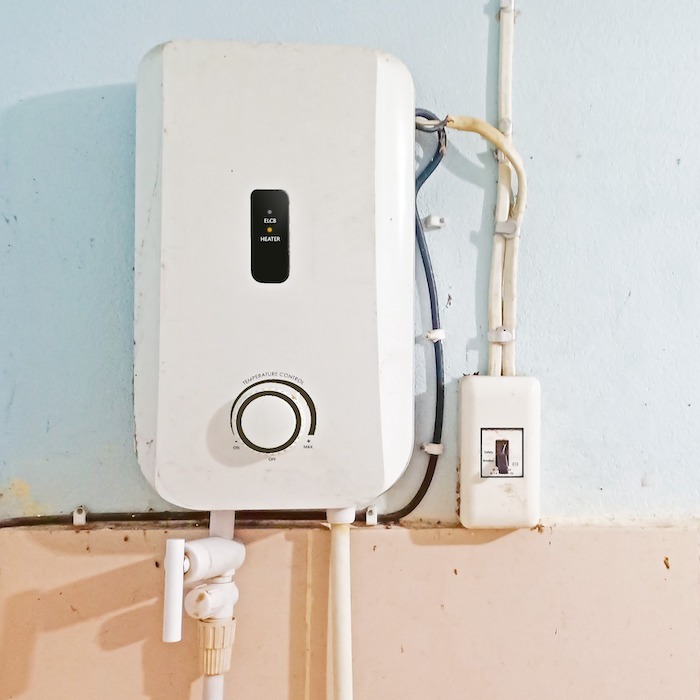 Dated tankless water heater installation