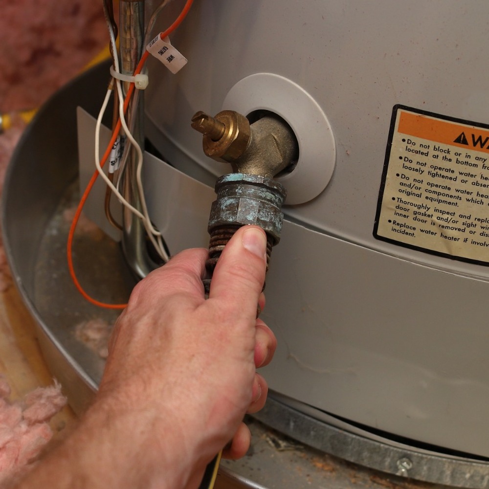 Gas water heater being dissembled and repaired